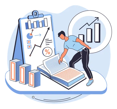 Man doing market analysis  Illustration