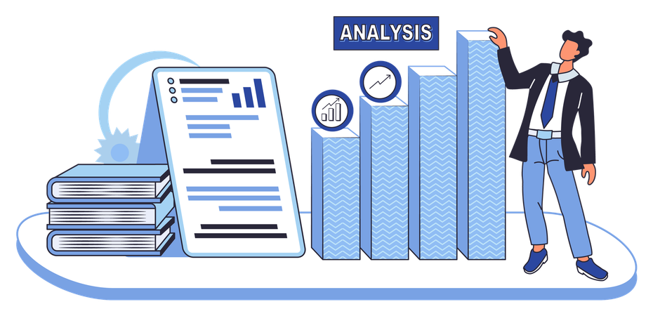 Man doing market analysis  Illustration