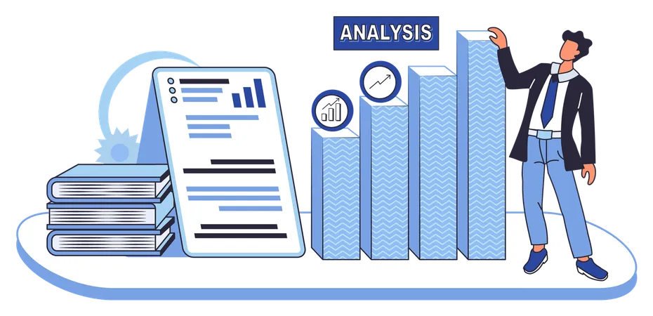 Man doing market analysis  Illustration