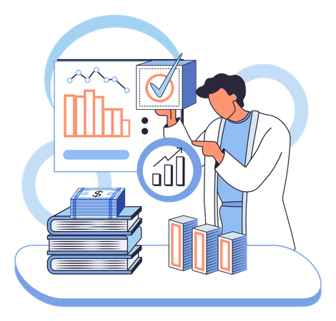 Man doing market analysis  Illustration