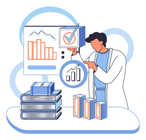 Man doing market analysis  Illustration