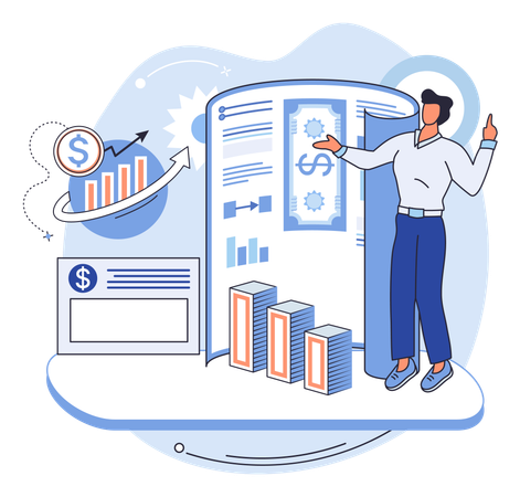 Man doing market analysis  Illustration