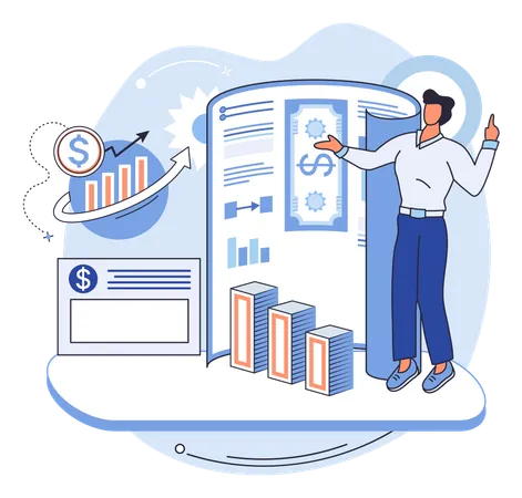 Man doing market analysis  Illustration