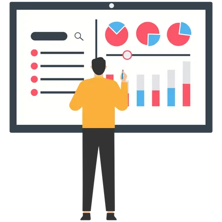 Man doing marketing analysis  Illustration