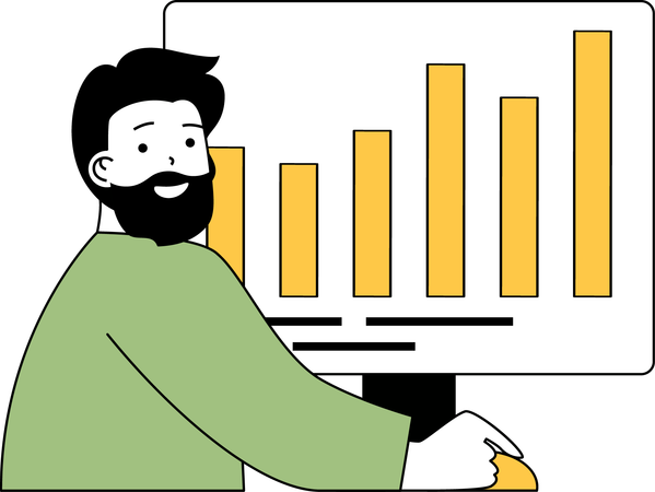 Man doing marketing analysis  Illustration