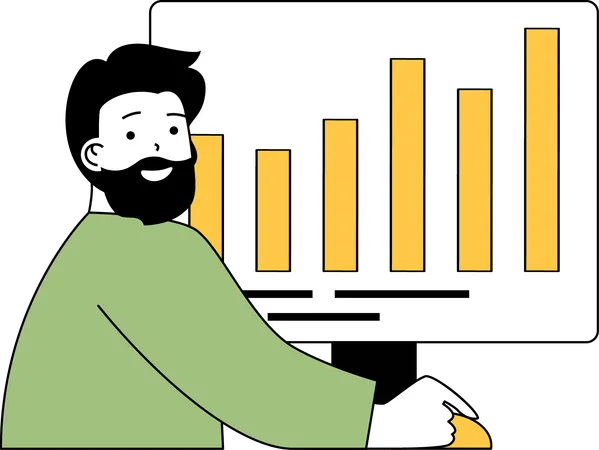 Man doing marketing analysis  Illustration