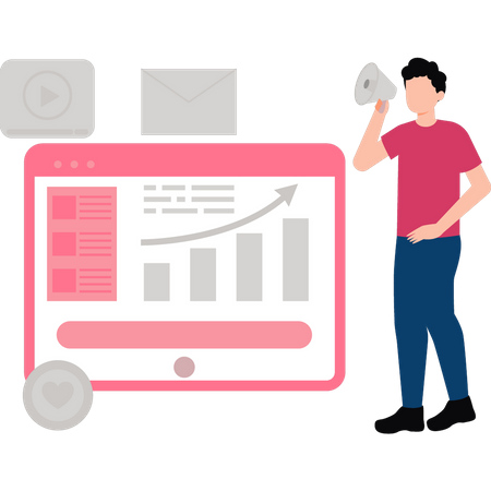 Man doing marketing analysis  Illustration