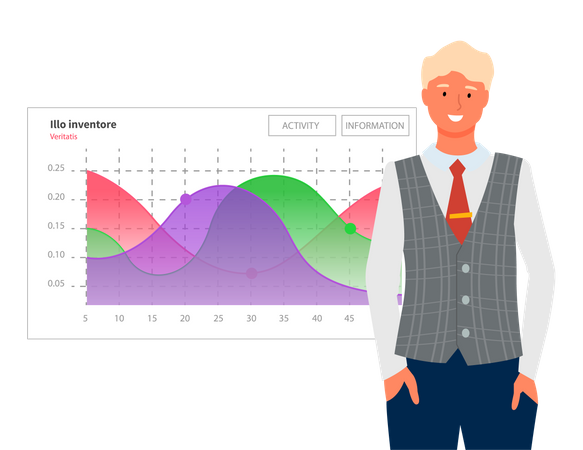 Man doing marketing analysis  Illustration
