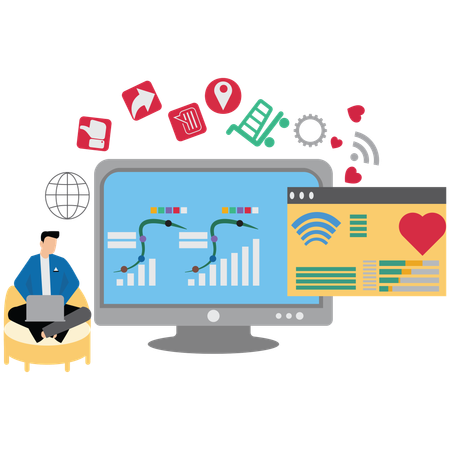 Man Doing Marketing Analytics  Illustration