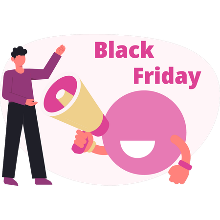 Man doing marketing black sale  Illustration