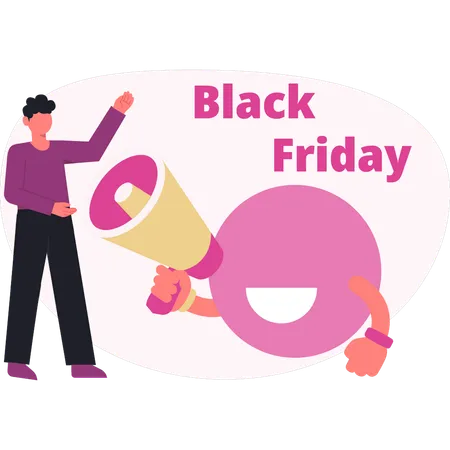 Man doing marketing black sale  Illustration