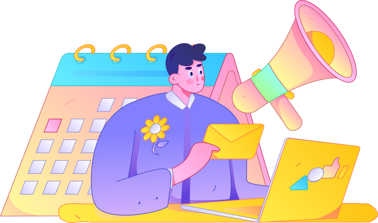 Man doing marketing mails  Illustration