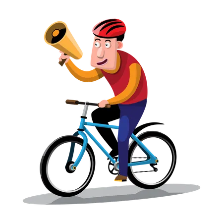 The Cycling Sports Team Has Announced That They Are Inviting People With Megaphones To Exercise By Cycling Illustration
