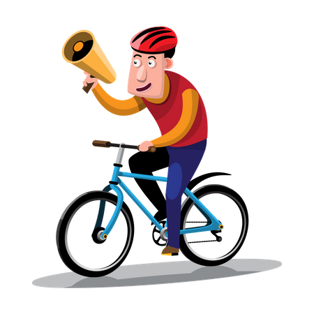 Man doing marketing on cycle  Illustration