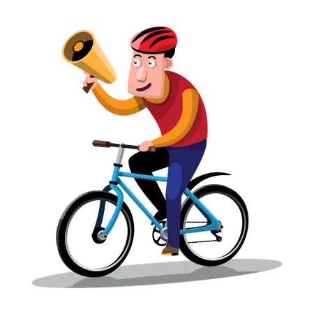 Man doing marketing on cycle  Illustration