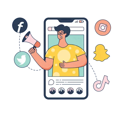 Man doing marketing on social media platform  Illustration