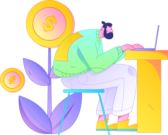 Man doing marketing research  Illustration