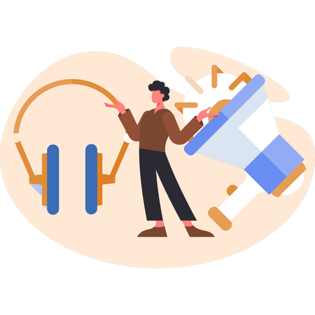 Man doing marketing work  Illustration