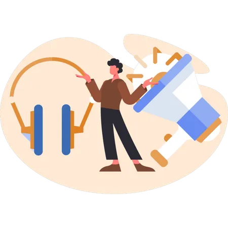 Man doing marketing work  Illustration
