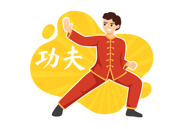 Man doing Martial Art  Illustration