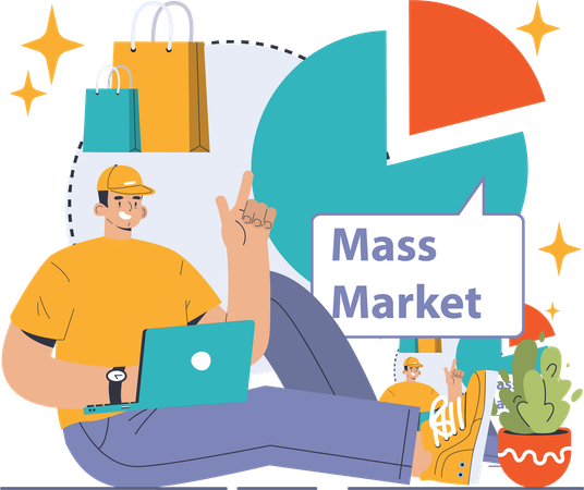 Man doing mask marketing analysis  Illustration