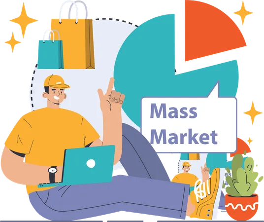 Man doing mask marketing analysis  Illustration