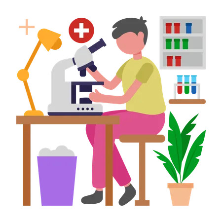 医学研究をしている男性  イラスト