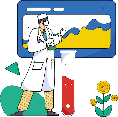 Man doing medical research  Illustration