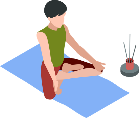 Man doing meditation in morning  Illustration