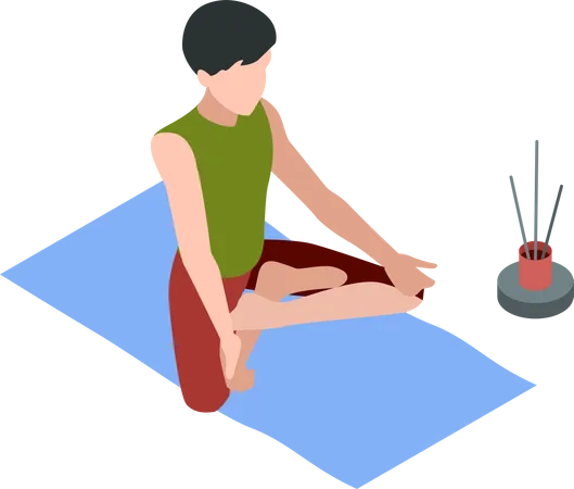 Man doing meditation in morning  Illustration