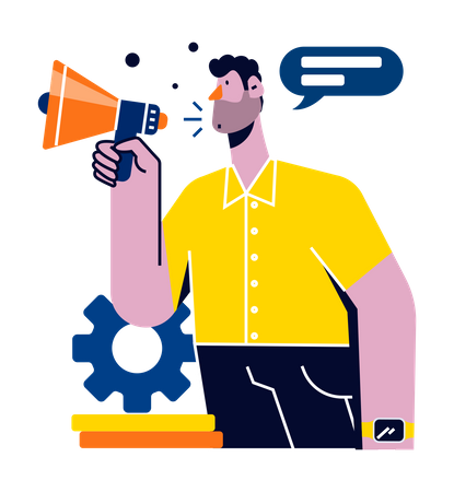 Man doing megaphone marketing  Illustration