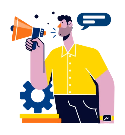 Man doing megaphone marketing  Illustration