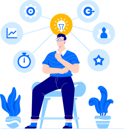 Man doing mind mapping  Illustration