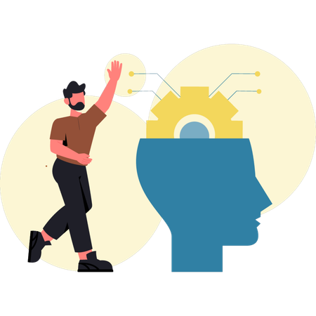 Man doing mind setting  Illustration