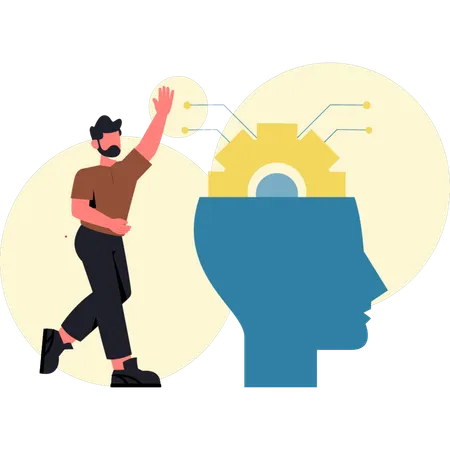 Man doing mind setting  Illustration