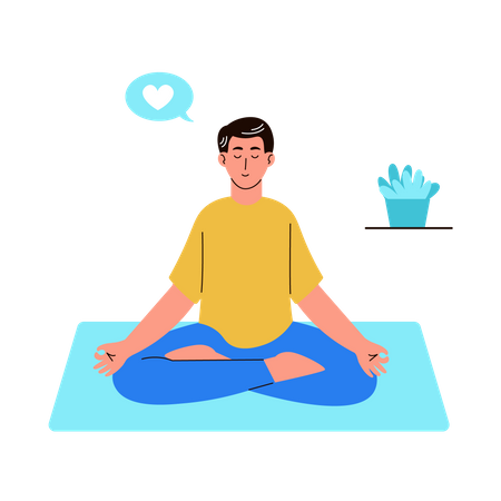 Man doing mindfulness yoga  Illustration