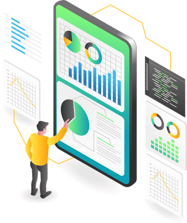 Man doing mobile analysis  Illustration