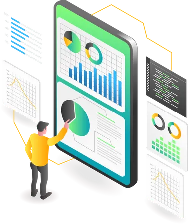 Man doing mobile analysis  Illustration