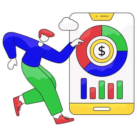 Man doing Mobile Analysis  Illustration