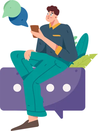 Man doing mobile chat  Illustration