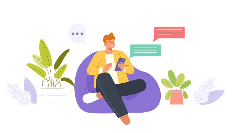 Man doing mobile chat  Illustration