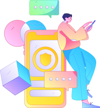 Man doing mobile chatting  Illustration