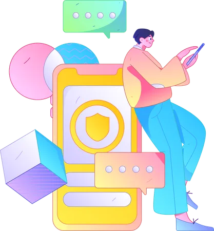 Man doing mobile chatting  Illustration