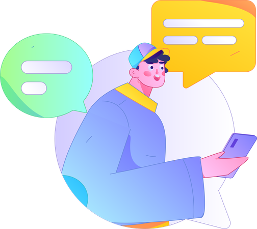 Man doing mobile chatting  Illustration