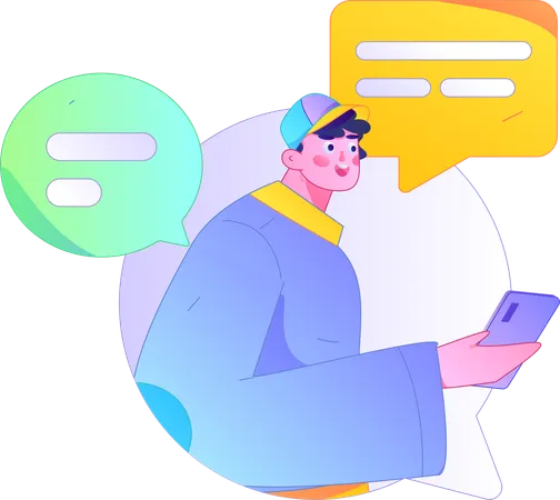 Man doing mobile chatting  Illustration