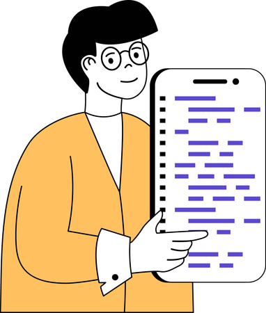 Man doing mobile coding  Illustration