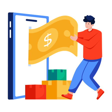 Man doing Mobile delivery payment  Illustration