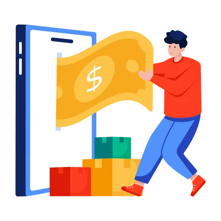Man doing Mobile delivery payment  Illustration