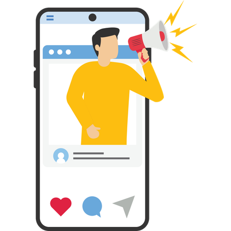 Man doing mobile marketing  Illustration