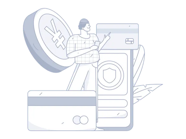 Man doing mobile payment  Illustration